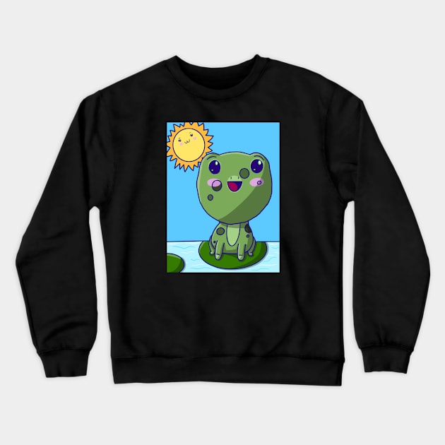 Cute Kawaii Frog Crewneck Sweatshirt by Pheona and Jozer Designs